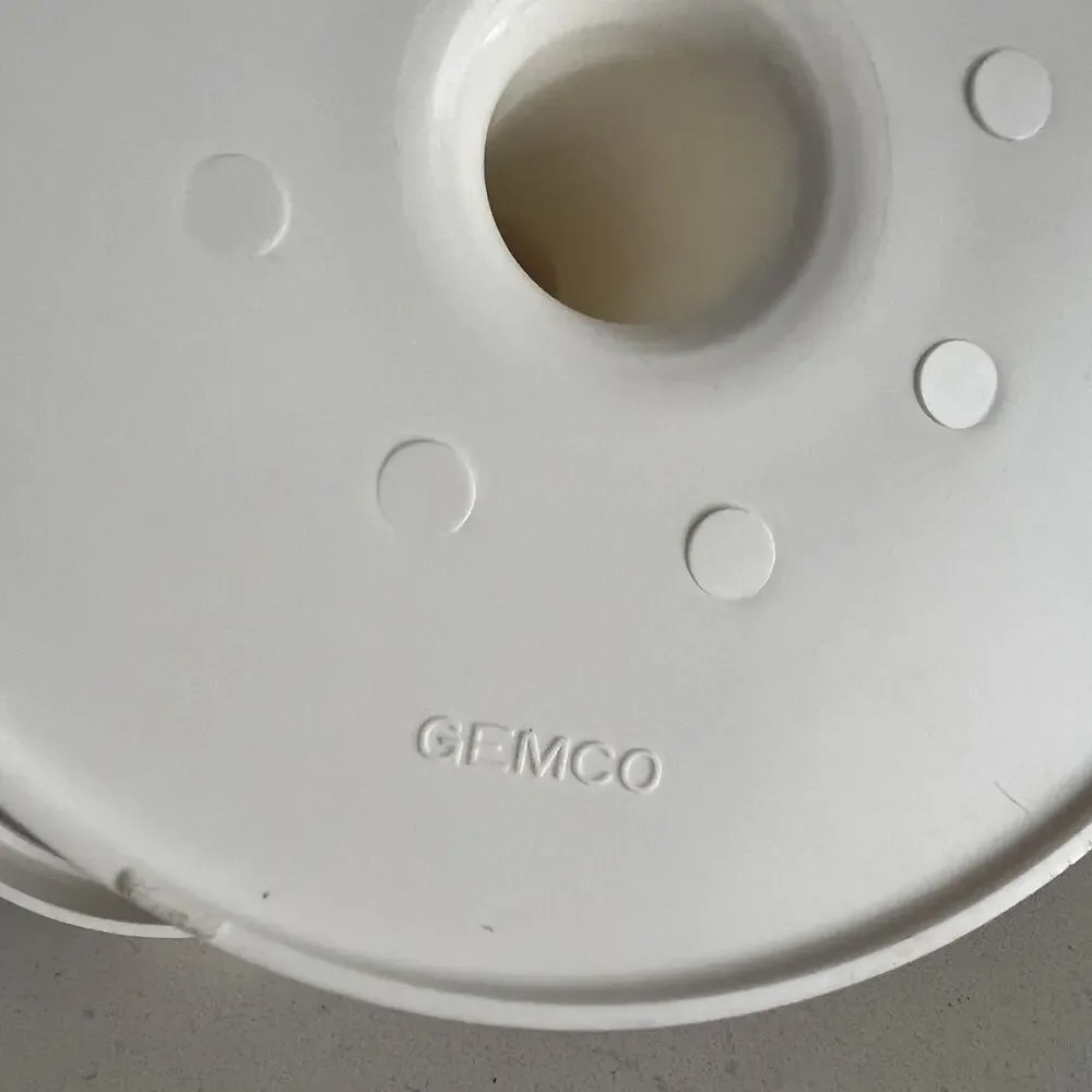 Vtg GEMCO Lazy Susan Condiment Server Rotating Base Clear Glass White Top 7 Pcs